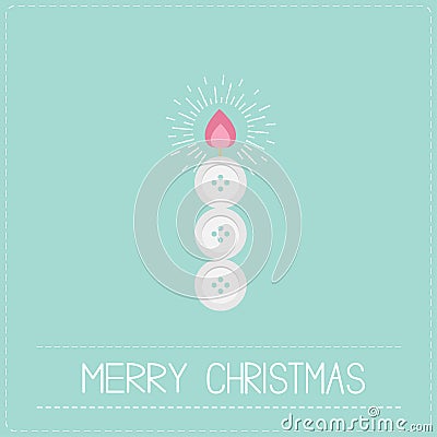 Merry Christmas shining candle button applique Dash line Flat design Vector Illustration