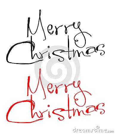 Merry christmas in sketch style. black and red color slogan Stock Photo