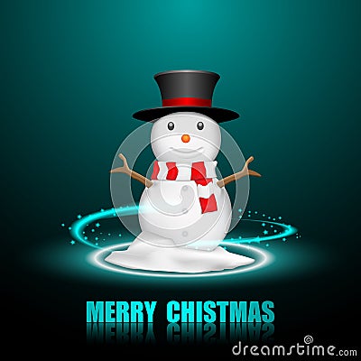 Merry Christmas Snowman Greeting card. Vector Illustration