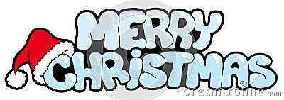 Merry Christmas snowy sign Vector Illustration