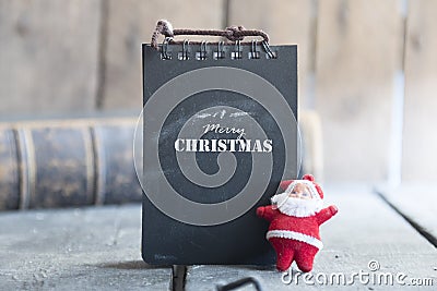 Merry Christmas text and santa, vintage style Stock Photo