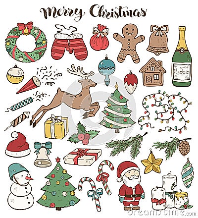 Christmas doodles collection Vector Illustration