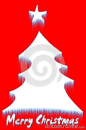 Merry Christmas tree on red Stock Photo