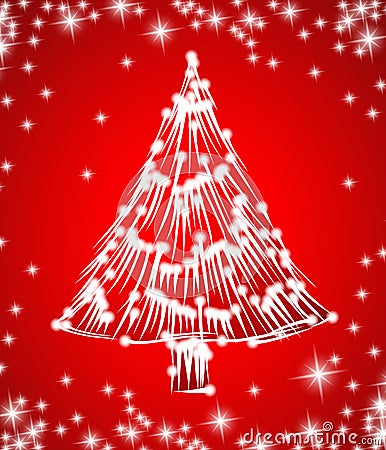 Merry christmas tree winter xmas year star decembe Vector Illustration