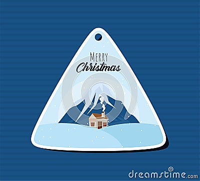 merry christmas triangular tag Vector Illustration
