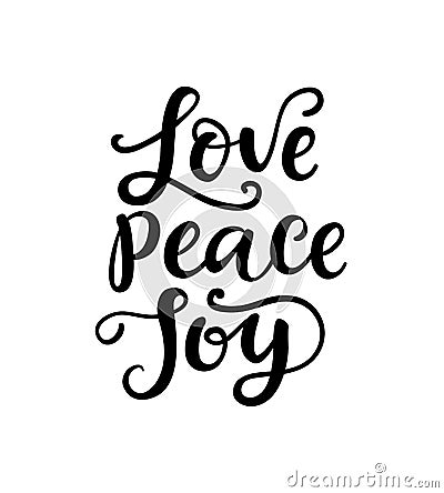 Merry Christmas Typography, Hand Lettering. Love, Peace, Joy Vector Illustration
