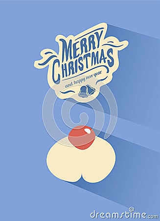 Merry christmas vector with bear nose Vector Illustration