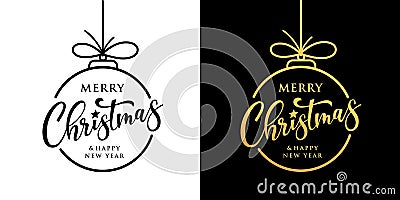 Merry christmas vector design black and gold collection on black and white Vector Illustration