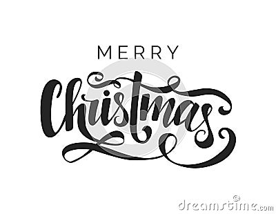 Merry Christmas vector lettering. Handwritten typography template. Black letters on white background. Isolated typography template Vector Illustration