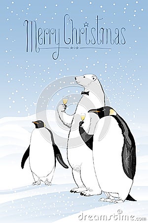 Merry Christmas vector seasonal greeting card Vector Illustration