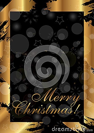 Merry Christmas vertical gold background. Vector Vector Illustration