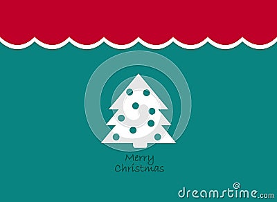 Merry Christmas Vintage background with tree. Retro flat design. Vector Illustration
