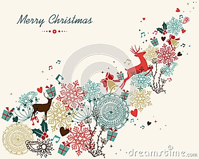 Merry Christmas vintage colors transparency Vector Illustration
