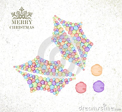 Merry Christmas watercolor holly berry card Vector Illustration