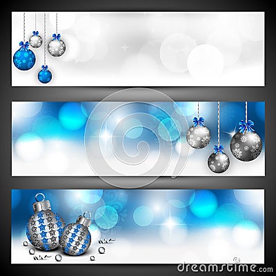 Merry Christmas website header or banner set. Vector Illustration