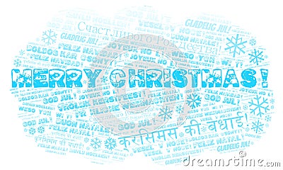 Merry Christmas word cloud - Merry Christmas on English language and other different languages Stock Photo