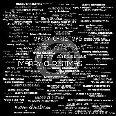 merry christmas word cloud. word cloud use for banner, painting, motivation, web-page, website background, t-shirt & shirt Cartoon Illustration