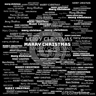 merry christmas word cloud. word cloud use for banner, painting, motivation, web-page, website background, t-shirt & shirt Cartoon Illustration