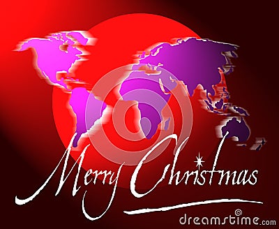 Merry christmas world map or globe Stock Photo