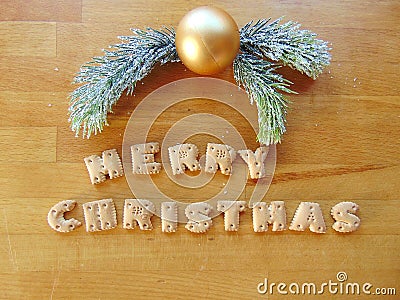 Merry christmas written with cookies Stock Photo