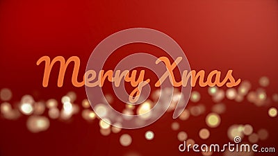 Merry christmass inscription made of neon letters on blue background with many fuzzy, round lights, celebration and Stock Photo