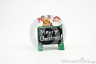 Merry chritsmas sign model figure toy isolated on white background Stock Photo
