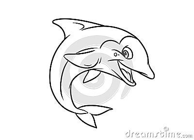 Merry dolphin illustration coloring pages Cartoon Illustration