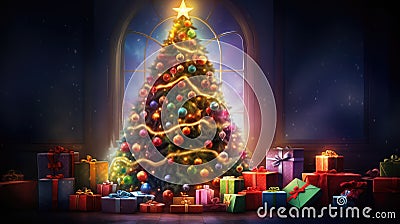 merry festive holiday background Cartoon Illustration