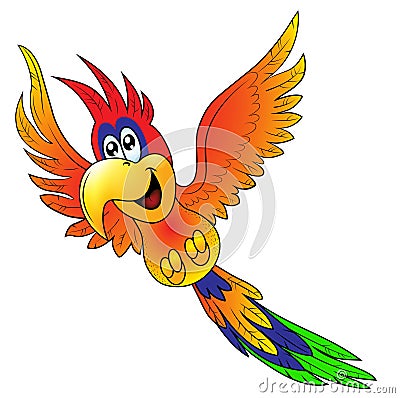 Merry flying parrot insulated Vector Illustration