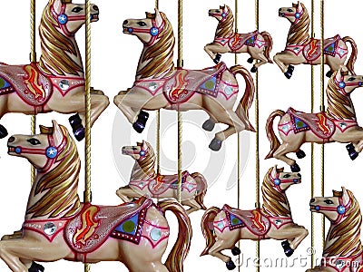 Merry-go-Round Horses Cartoon Illustration