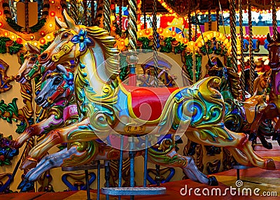 Merry-go-round horses Stock Photo