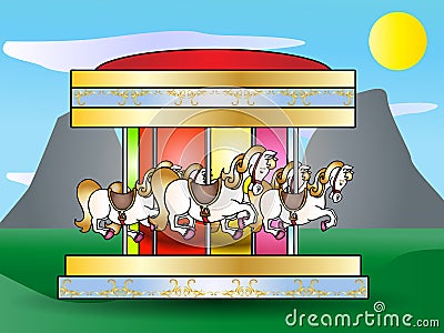 Merry go round illustration Cartoon Illustration