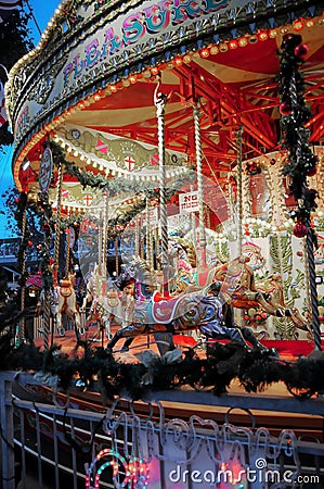 Merry go round, Jubilee Gardens South Bank London England - Editorial Stock Photo