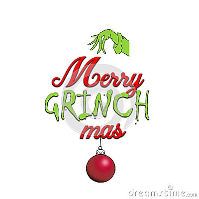 Merry Grinche mas - Calligraphy phrase for Christmas. Stock Photo