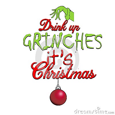 Merry Grinche mas - Calligraphy phrase for Christmas. Stock Photo