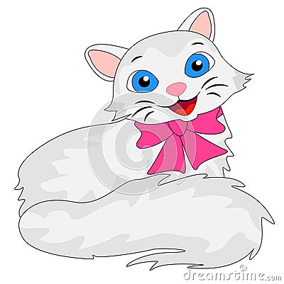 Merry kitten with a fluffy tail Vector Illustration