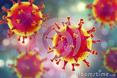 MERS virus, Meadle-East Respiratory Syndrome coronovirus Cartoon Illustration