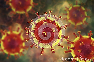 MERS virus, Meadle-East Respiratory Syndrome coronovirus Cartoon Illustration