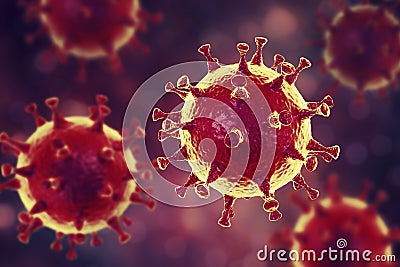 MERS virus, Meadle-East Respiratory Syndrome coronovirus Cartoon Illustration