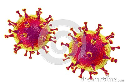 MERS virus, Meadle-East Respiratory Syndrome coronovirus Cartoon Illustration