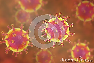 MERS virus, Meadle-East Respiratory Syndrome coronovirus Cartoon Illustration