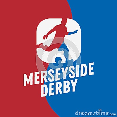 Merseyside Derby Of Liverpool And Manchester, United Kingdom, England. Football Or Soccer Logo Label Emblem Design Vector Illustration