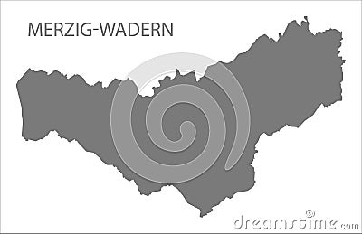 Merzig-Wadern grey county map of Saarland Germany DE Vector Illustration
