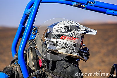 Merzouga, Morocco - February 25, 2016: Man riding buggy car in desert Editorial Stock Photo