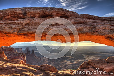 Mesa arch sunrise, Canyonlands Stock Photo