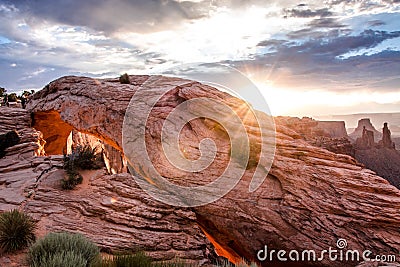 Mesa arch at sunrise with vibrant colours Editorial Stock Photo