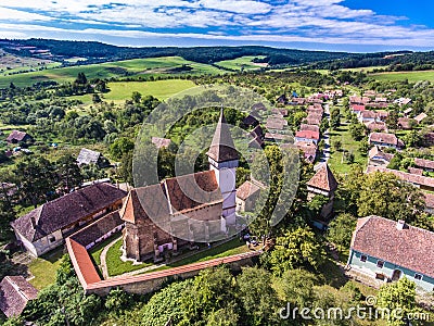 Mesendorf fortified church in a traditional Saxon village Editorial Stock Photo