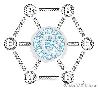 Bitcoin Euro Net Structure Vector Mesh Wire Frame Model Vector Illustration