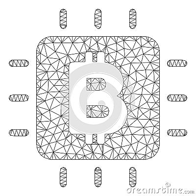 Bitcoin Processor Chip Vector Mesh Network Model Vector Illustration