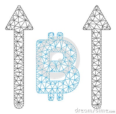 Bitcoin Send Arrows Vector Mesh Wire Frame Model Vector Illustration